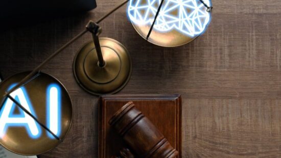 Artificial intelligence and judicial system. Scales of Justice-shutterstock_2684771931